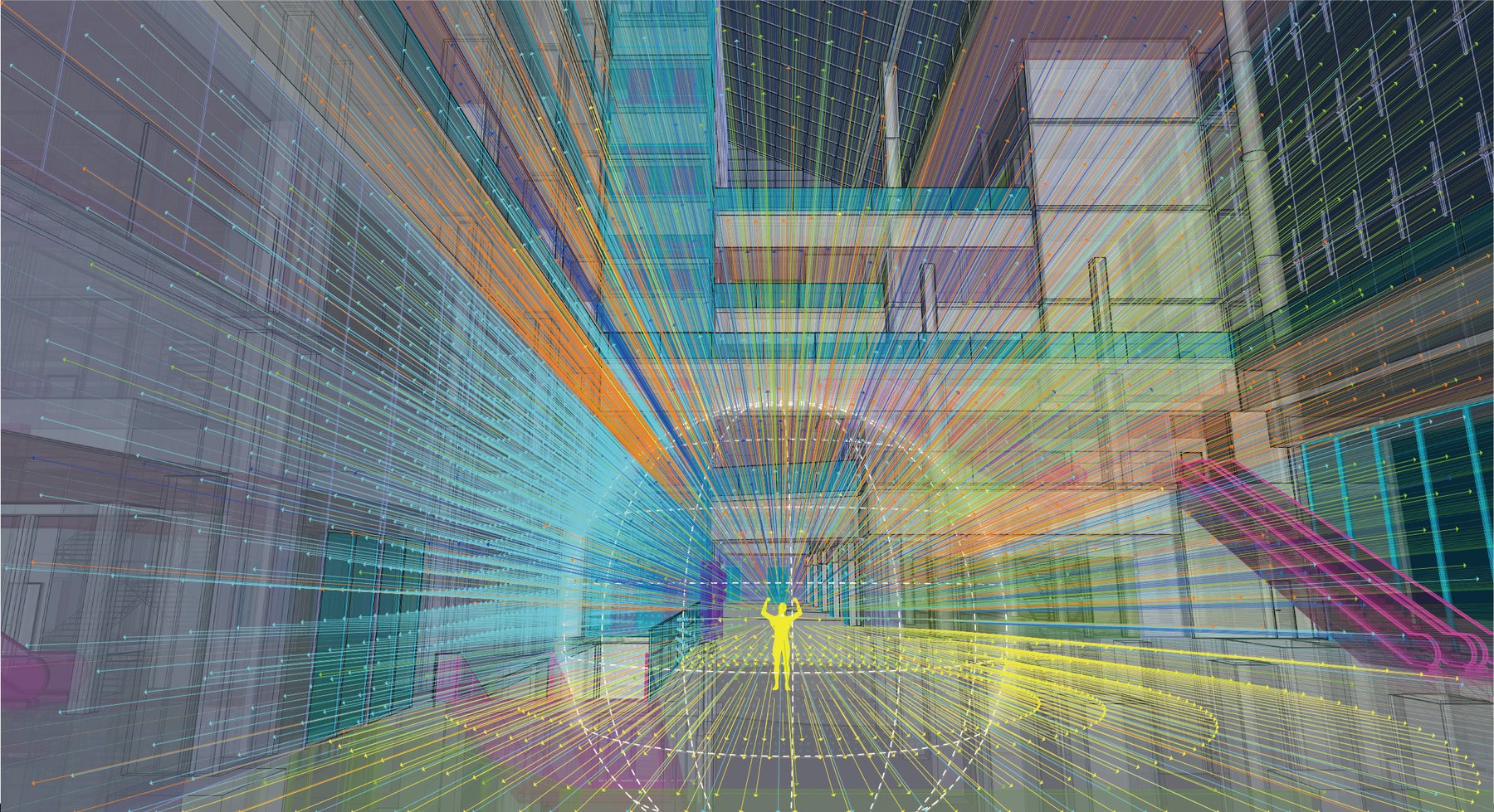 Space redrawn as the set of rays that reach a viewpoint